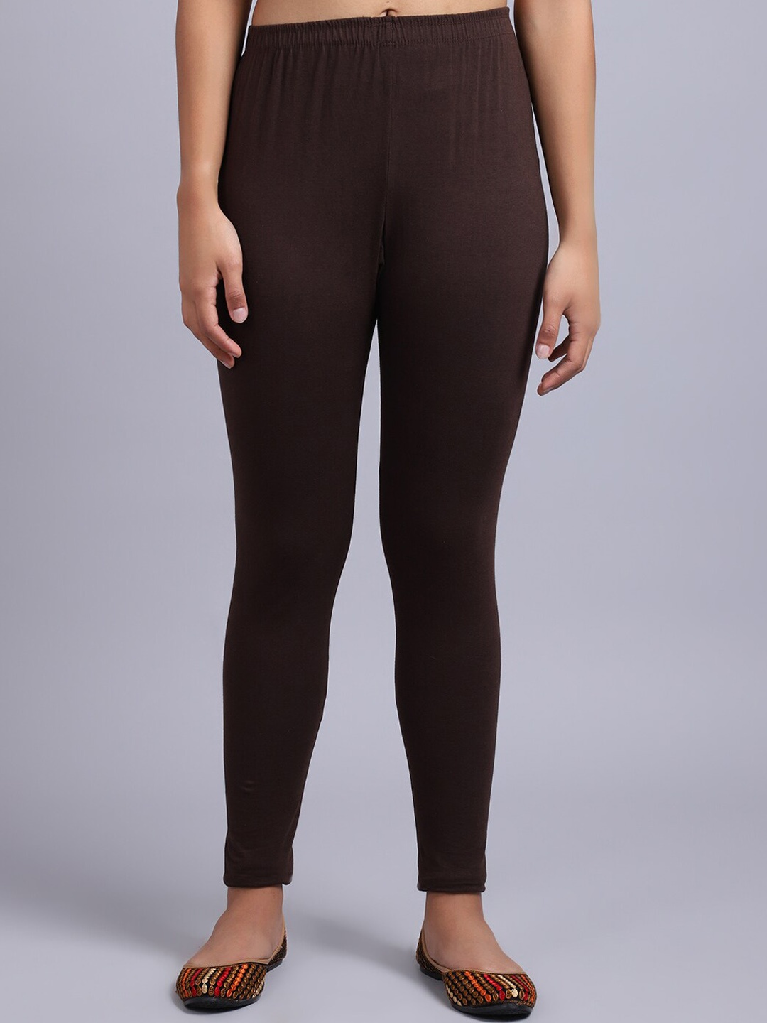 

GRACIT Flexible Comfort-Fit Cotton Lycra Ankle-Length Leggings, Brown