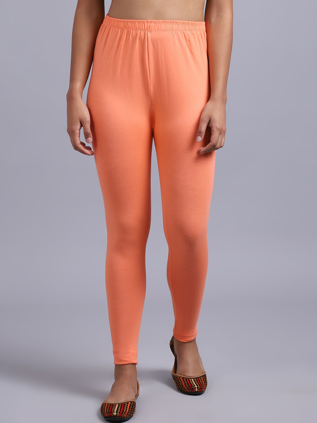 

GRACIT Cotton Lycra Ankle Length Leggings, Orange