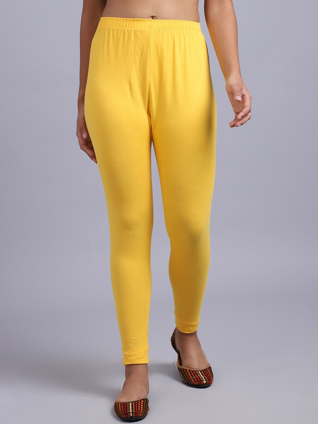 

GRACIT Cotton Lycra Ankle-Length Leggings, Yellow