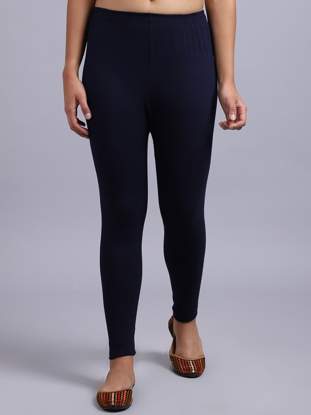 

GRACIT Ankle-Length Cotton Lycra Leggings, Navy blue