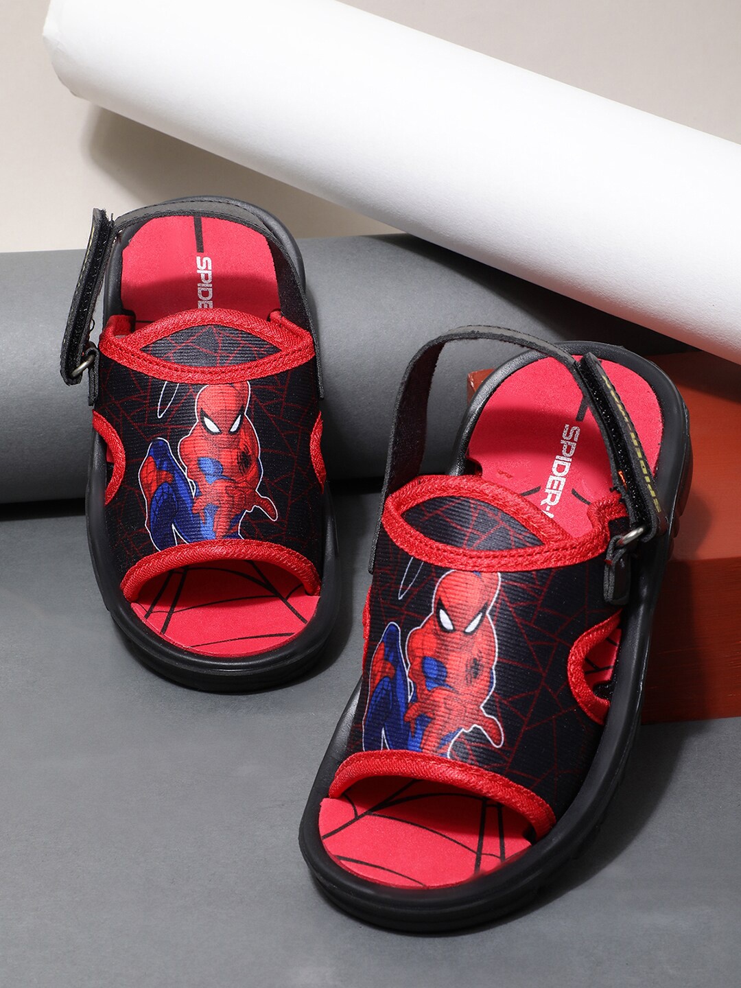 

Kids Ville Boys Spiderman Printed Sandals, Black