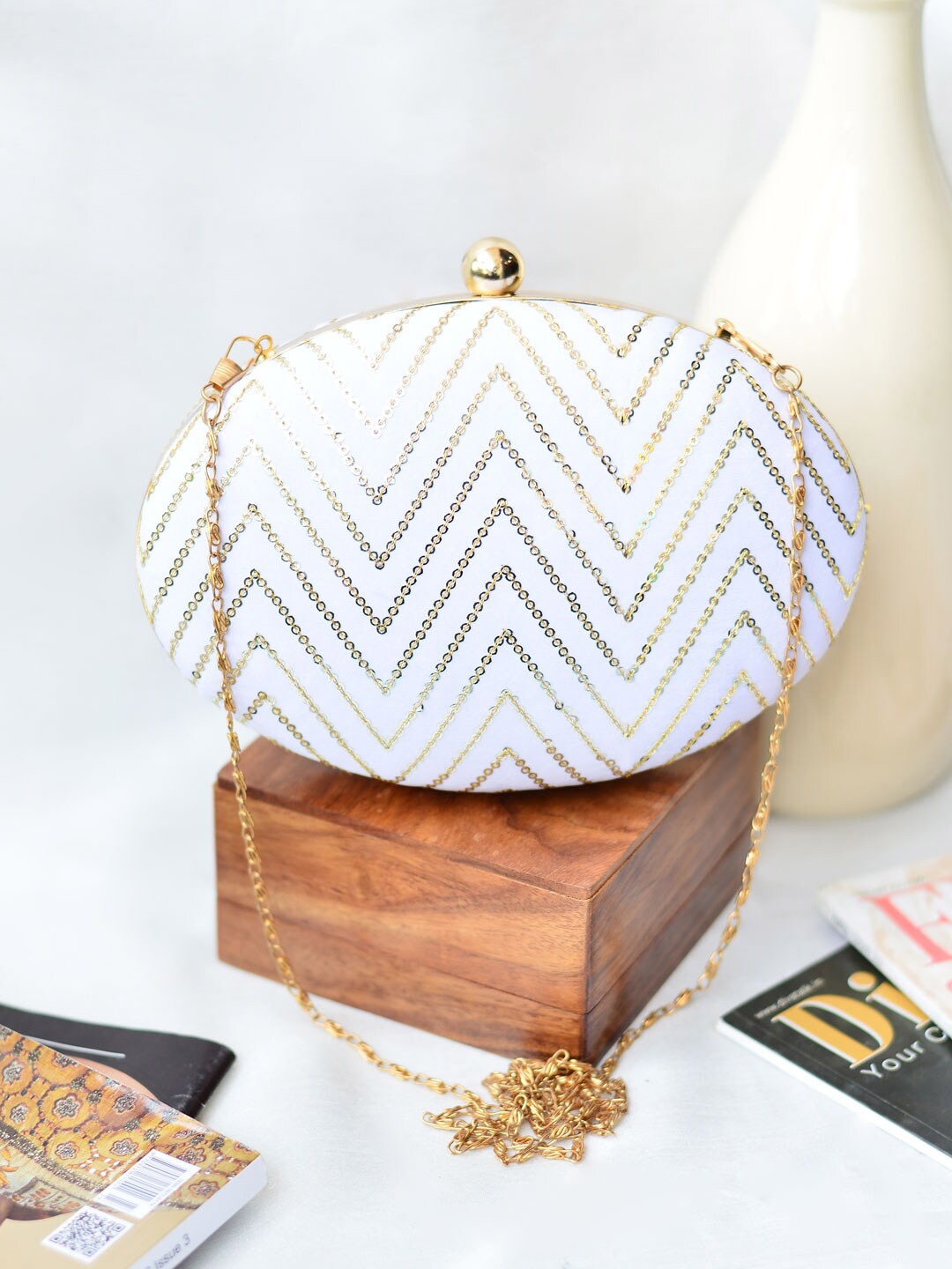 

ARTKLIM Embellished Box Clutch, White