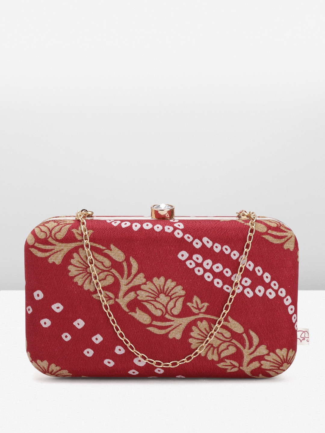 

Rang Gali Printed Box Clutch, Maroon