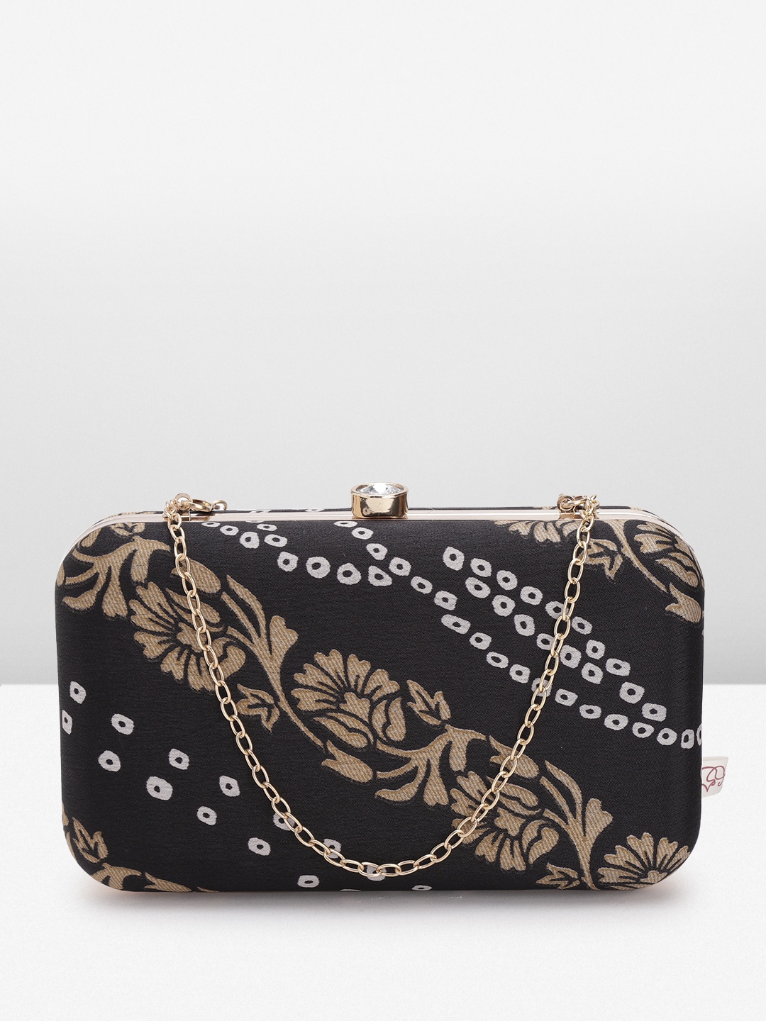 

Rang Gali Printed Box Clutch, Black