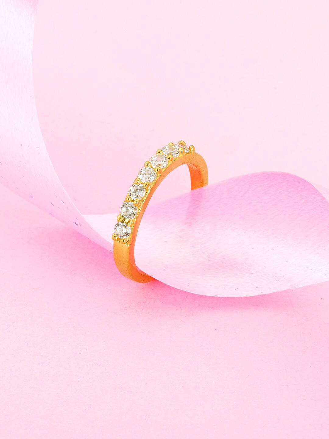 

GIVA 92.5 Sterling Silver Gold-Plated CZ-Studded Adjustable Finger Ring
