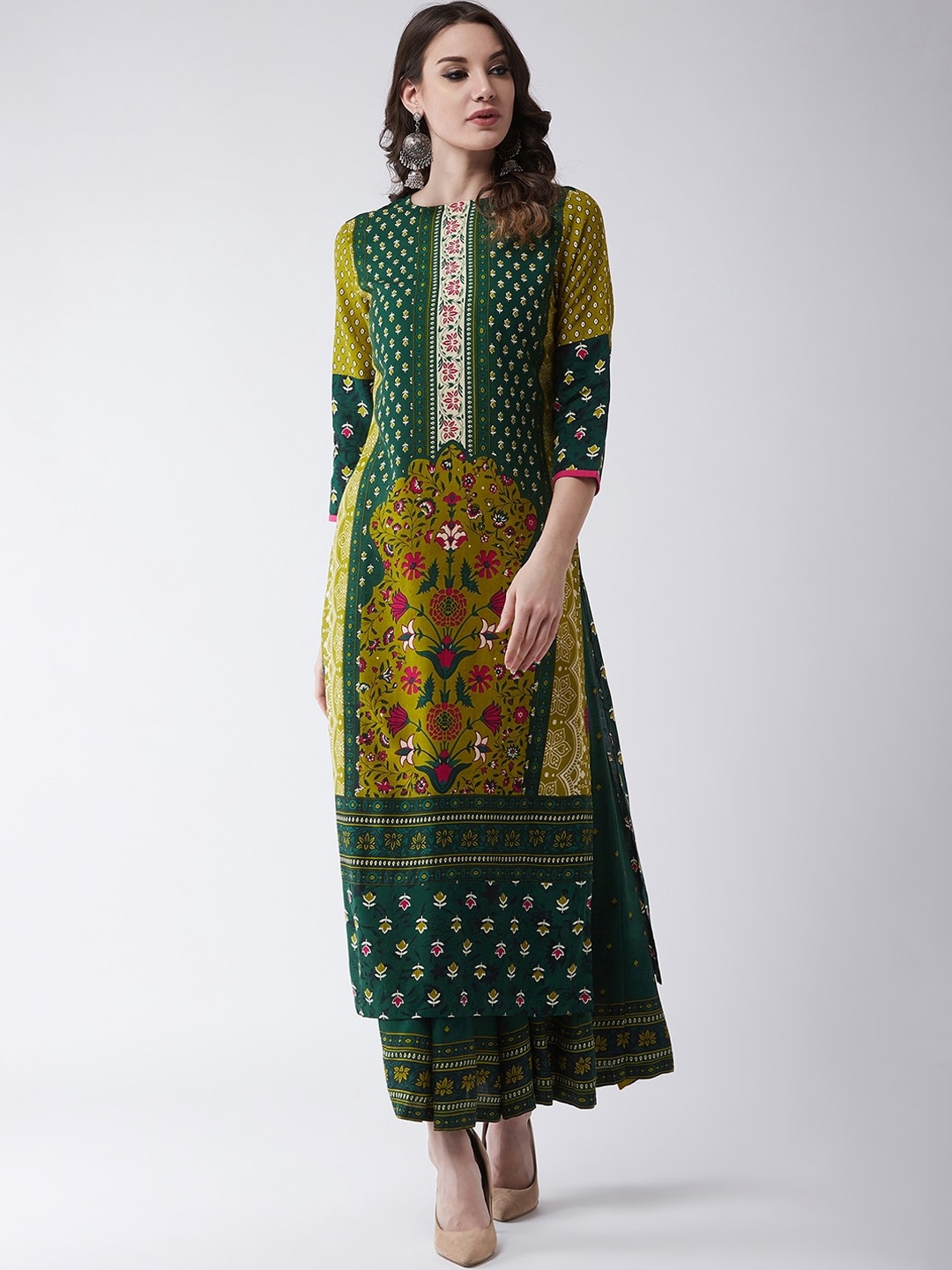 

Pannkh Women Floral Printed Kurta, Green