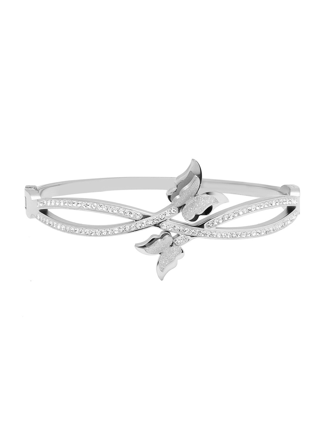 

Moon Dust Women Cubic Zirconia Silver-Plated Bangle-Style Bracelet