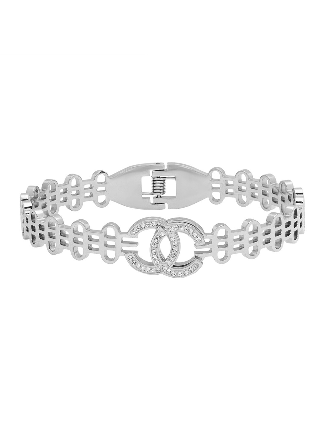 

Moon Dust Women Cubic Zirconia Silver-Plated Bangle-Style Bracelet