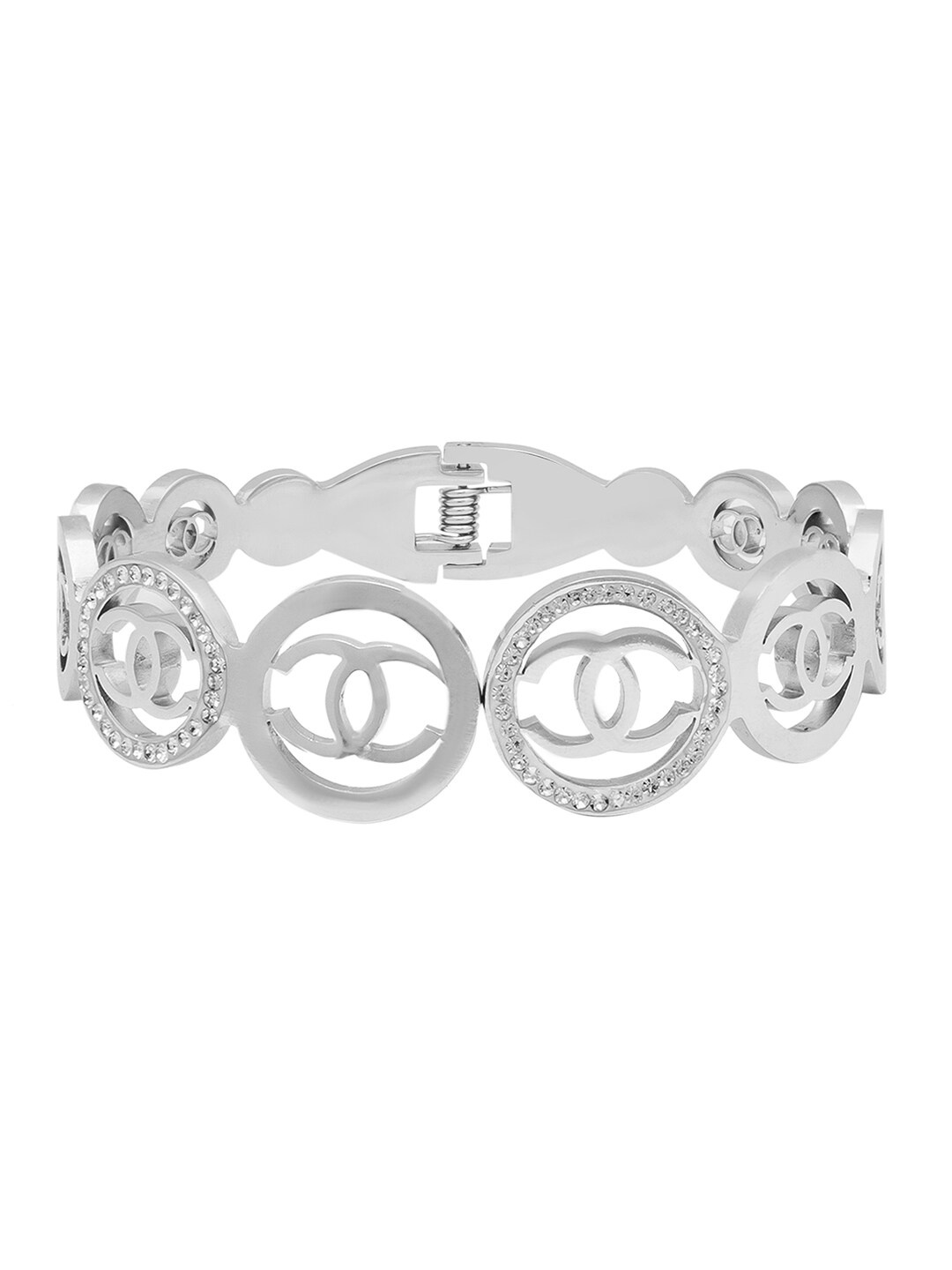 

Moon Dust Women Cubic Zirconia Silver-Plated Bangle-Style Bracelet