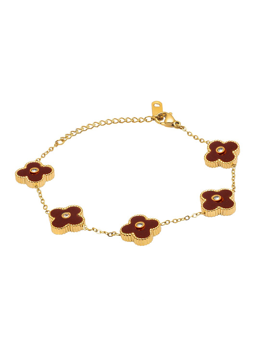 

Moon Dust Women Cubic Zirconia Gold-Plated Link Bracelet