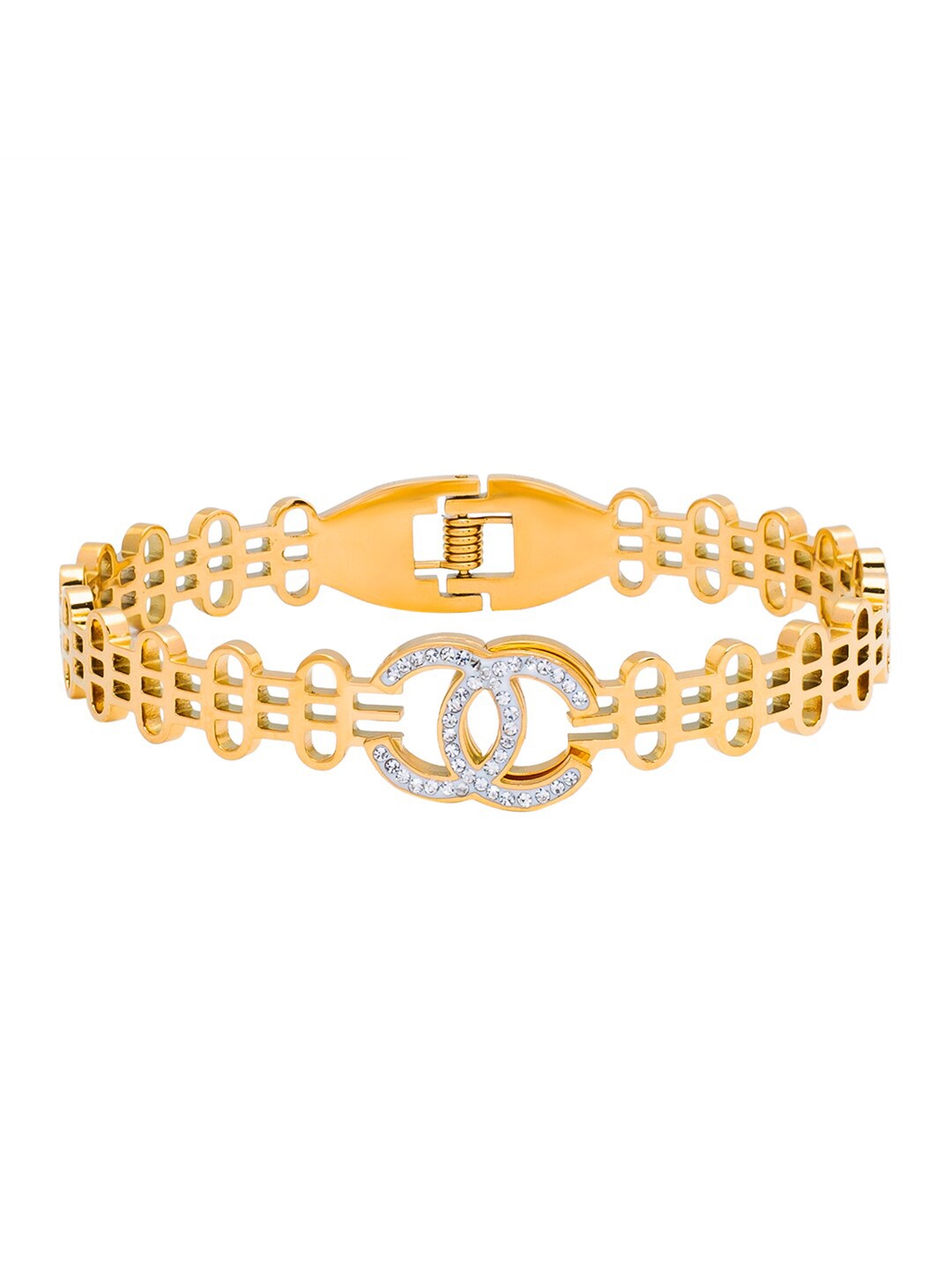 

Moon Dust Women Cubic Zirconia Gold-Plated Bangle-Style Bracelet