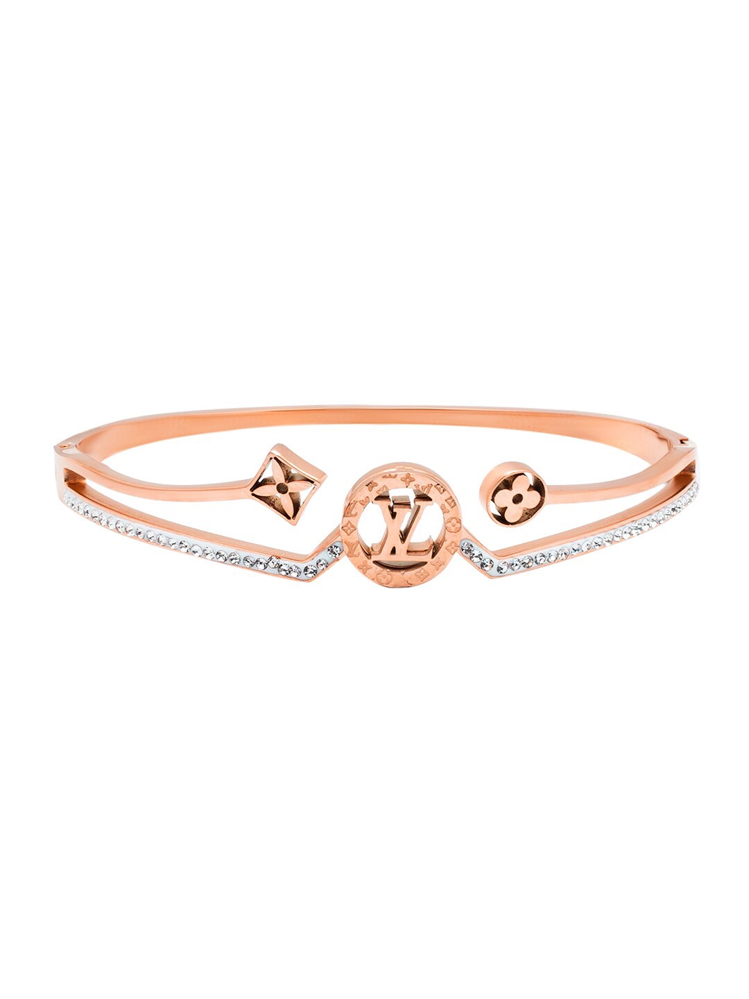 

Moon Dust Women Cubic Zirconia Studded Rose Gold-Plated Bangle-Style Bracelet