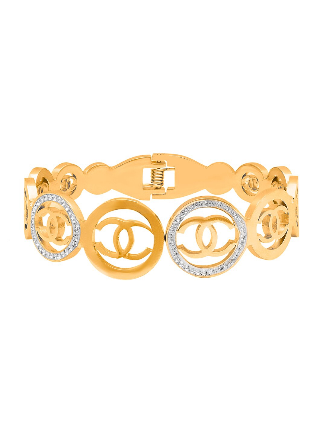 

Moon Dust Women Cubic Zirconia Studded Gold-Plated Bangle-Style Bracelet