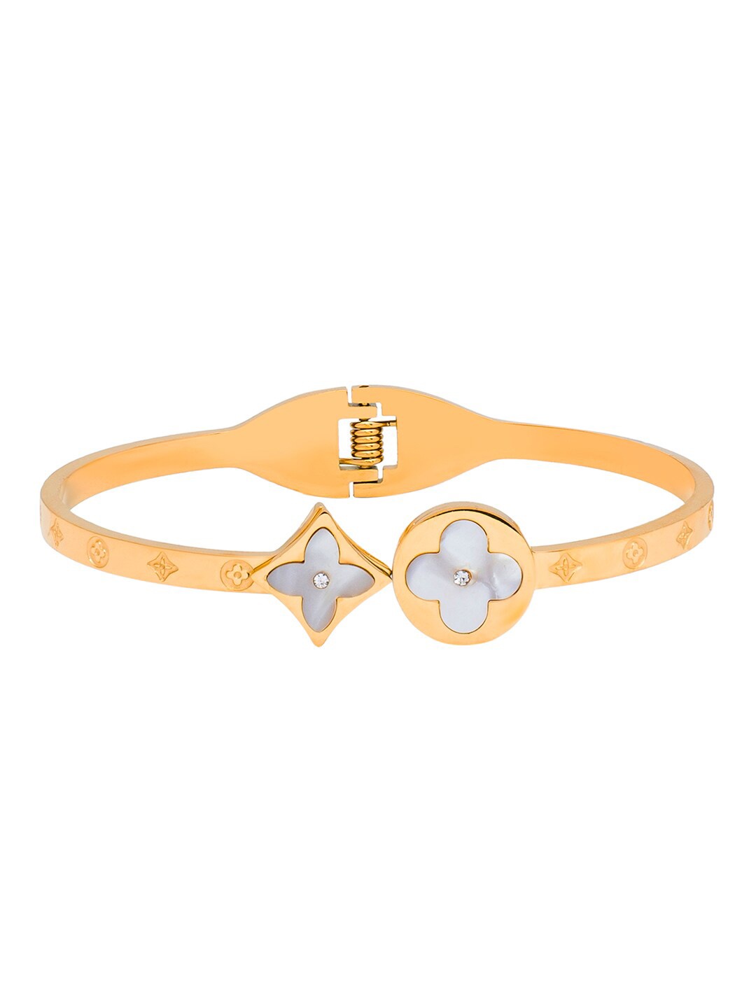 

Moon Dust Women Cubic Zirconia Studded Gold-Plated Bangle-Style Bracelet