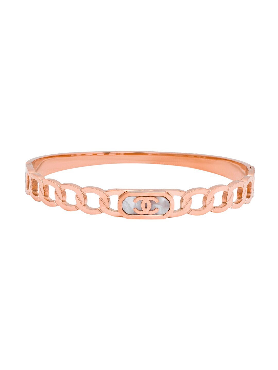 

Moon Dust Women Rose Gold-Plated CZ and Crystal Studded Bangle-Style Bracelet, White