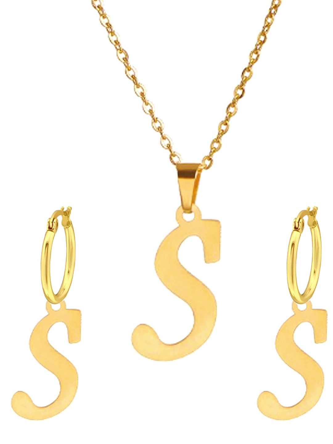 

Goldnera Gold Plated Pendant Set with Drop Earrings