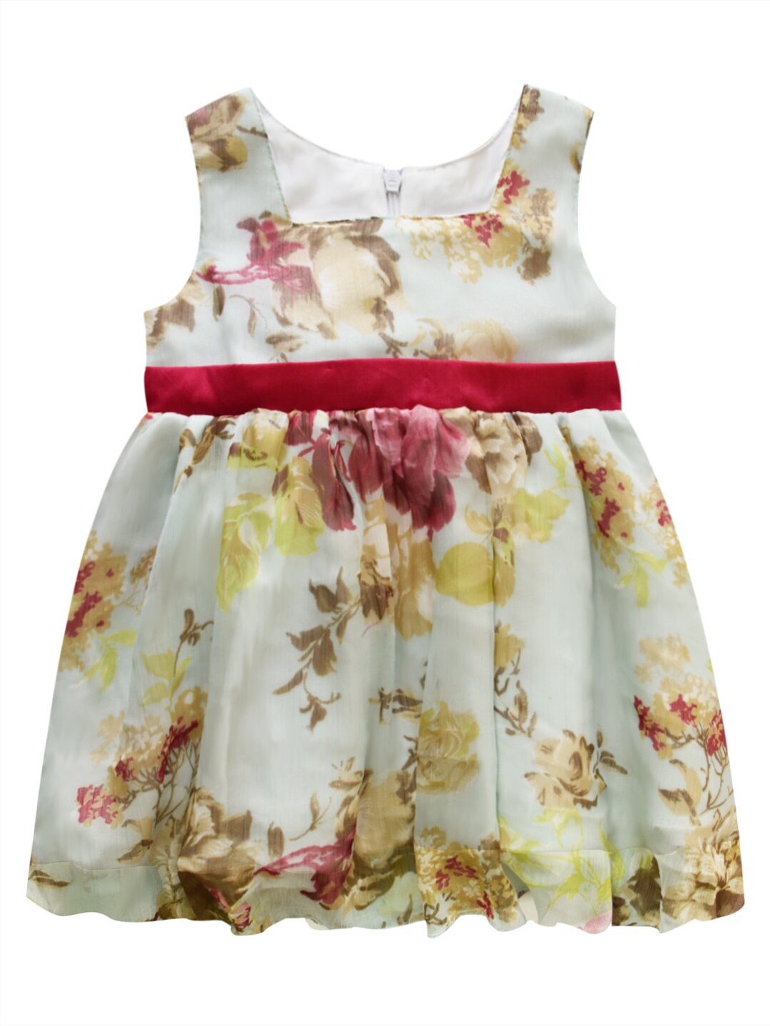 

milou Floral Printed Sleeveless Pure Cotton Fit & Flare Dress, Off white