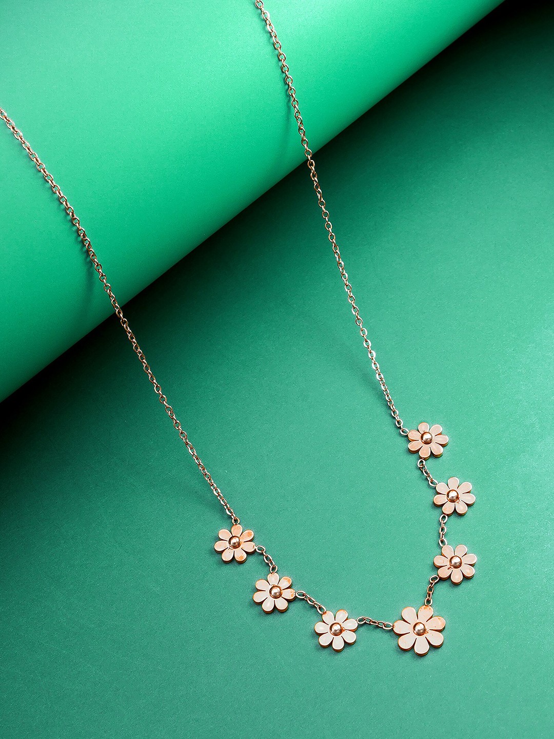 

aadita Rose Gold Plated Floral Necklace