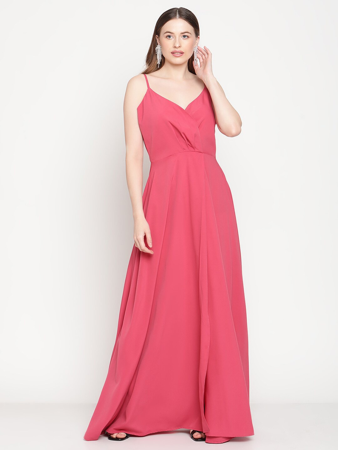 

COASTLAND Crepe Sleeveless Maxi Slip Dress, Pink