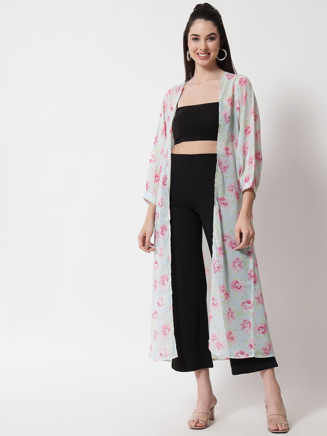 

COASTLAND Women Front Open Printed Shrug, Off white