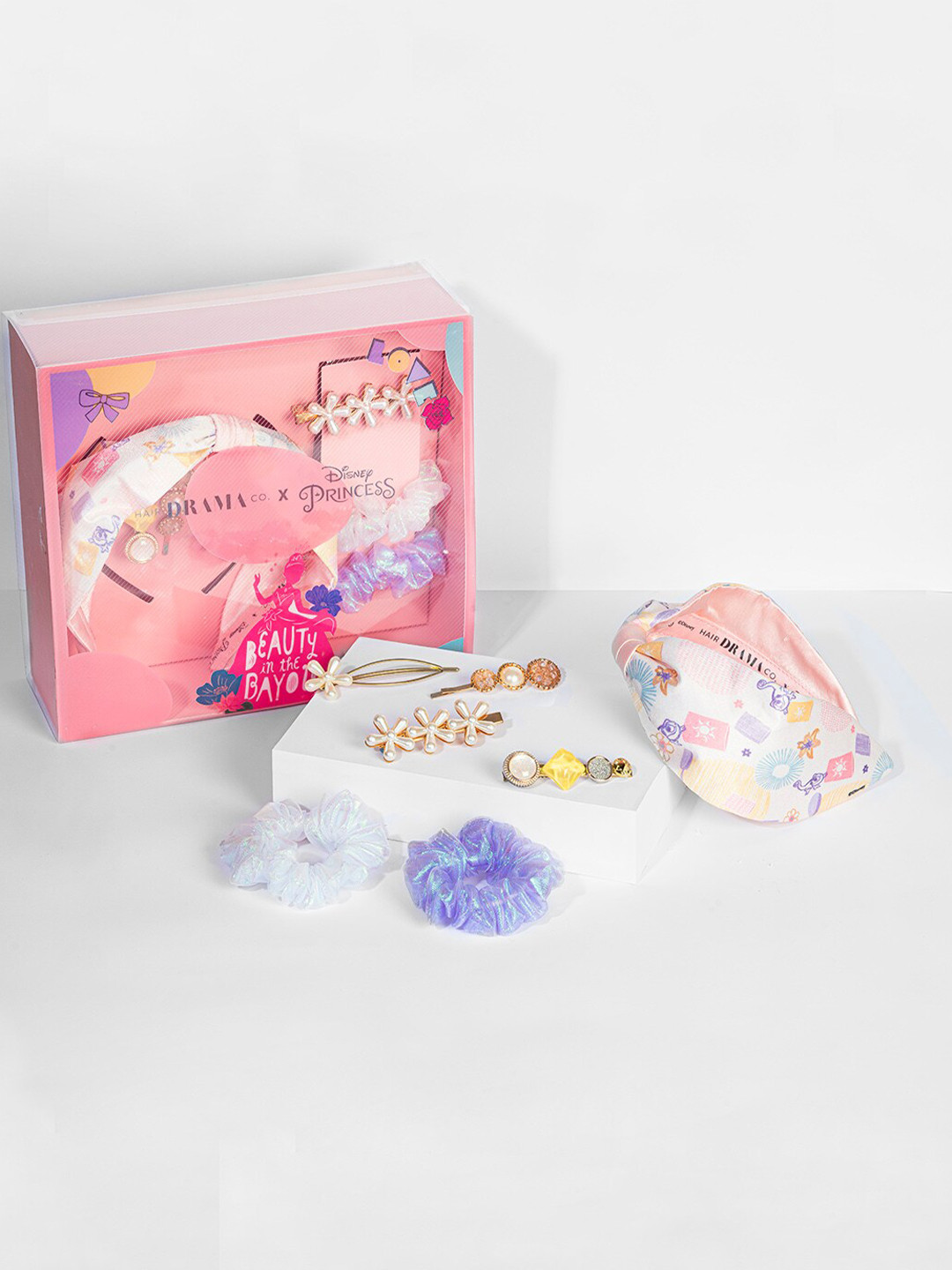 

HAIR DRAMA COMPANY Girls Set of 7 Disney Princess Embellished Hair Accessory Set, Gold
