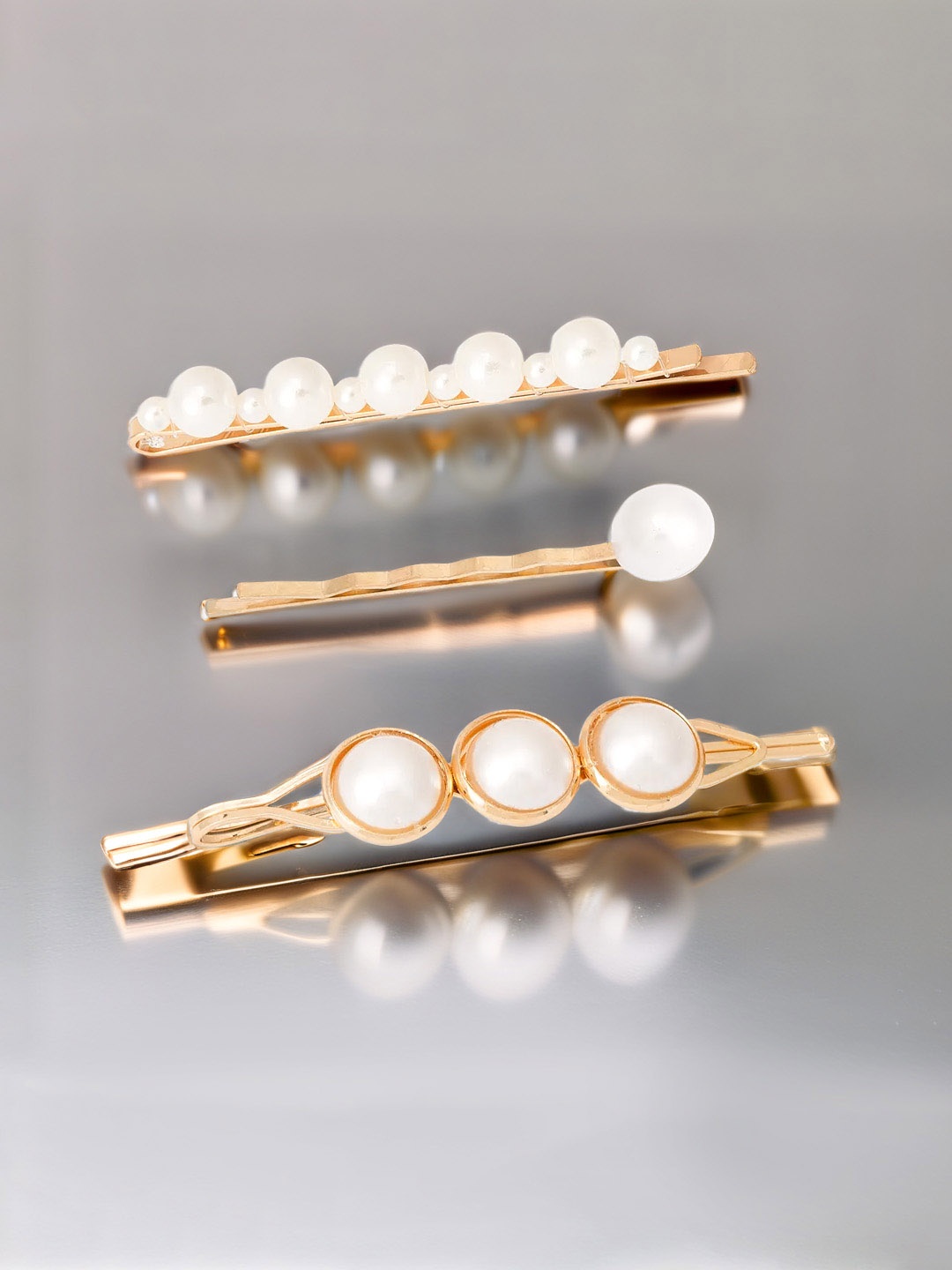 

HAIR DRAMA CO. Girls Set of 3 Beaded Bobby Pins, Gold
