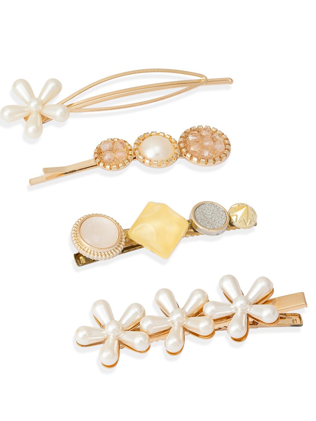 

HAIR DRAMA CO. Girls Set of 4 Embellished Bobby Pins, Gold