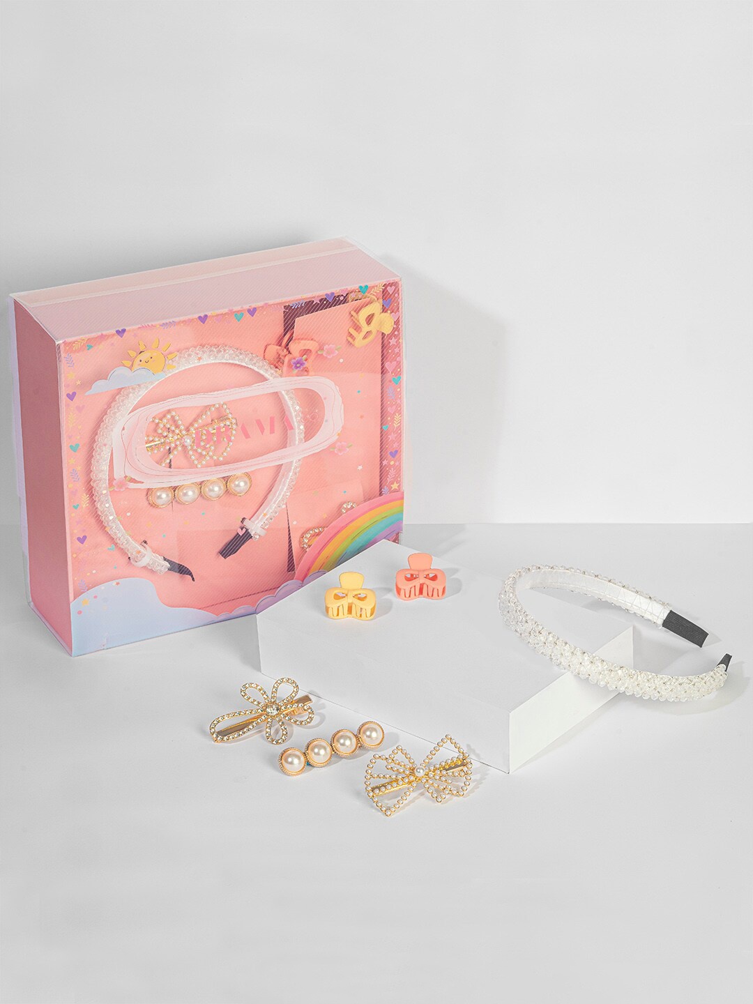 

HAIR DRAMA COMPANY Girls Set of 6 Embellished Hair Accessories Gift Set, White