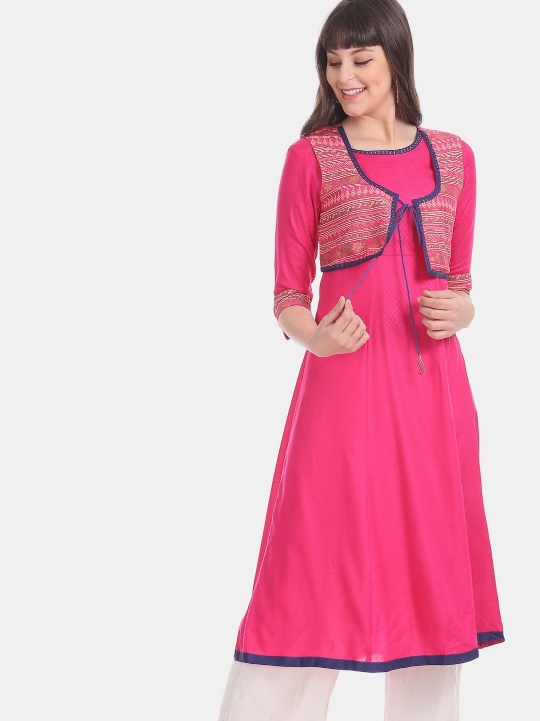 

V-Mart Ethnic Motifs Printed Cotton Kurta, Pink