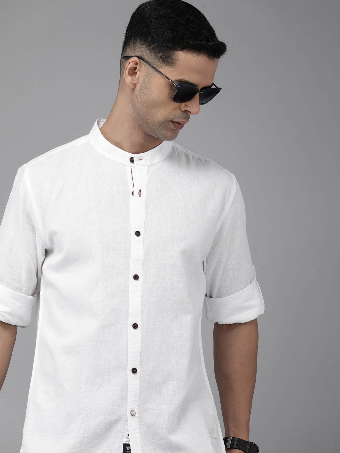 

The Roadster Lifestyle Co. Men Cotton Linen Solid Opaque Casual Shirt, White