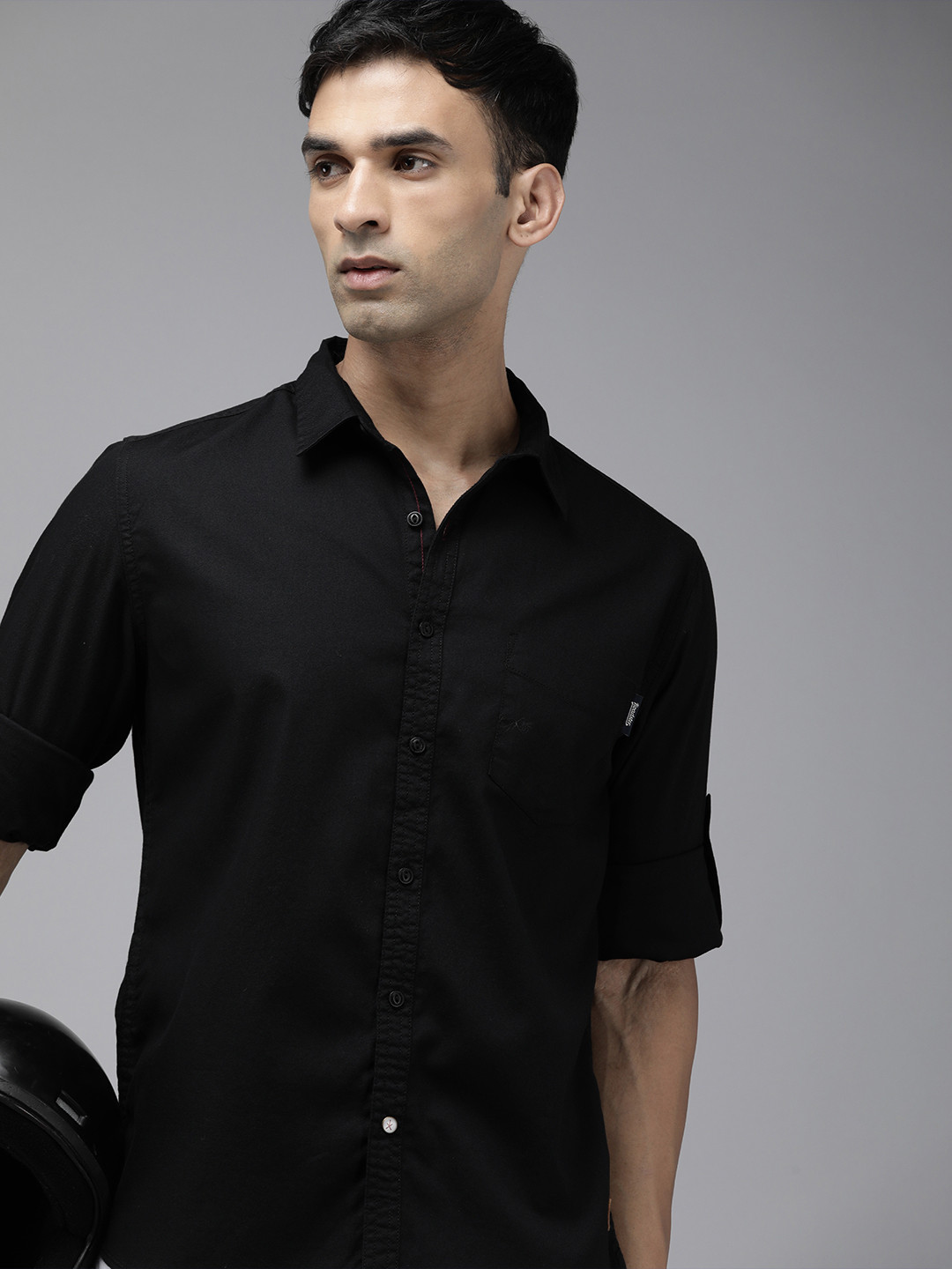 

The Roadster Lifestyle Co. Men Pure Cotton Casual Shirt, Black