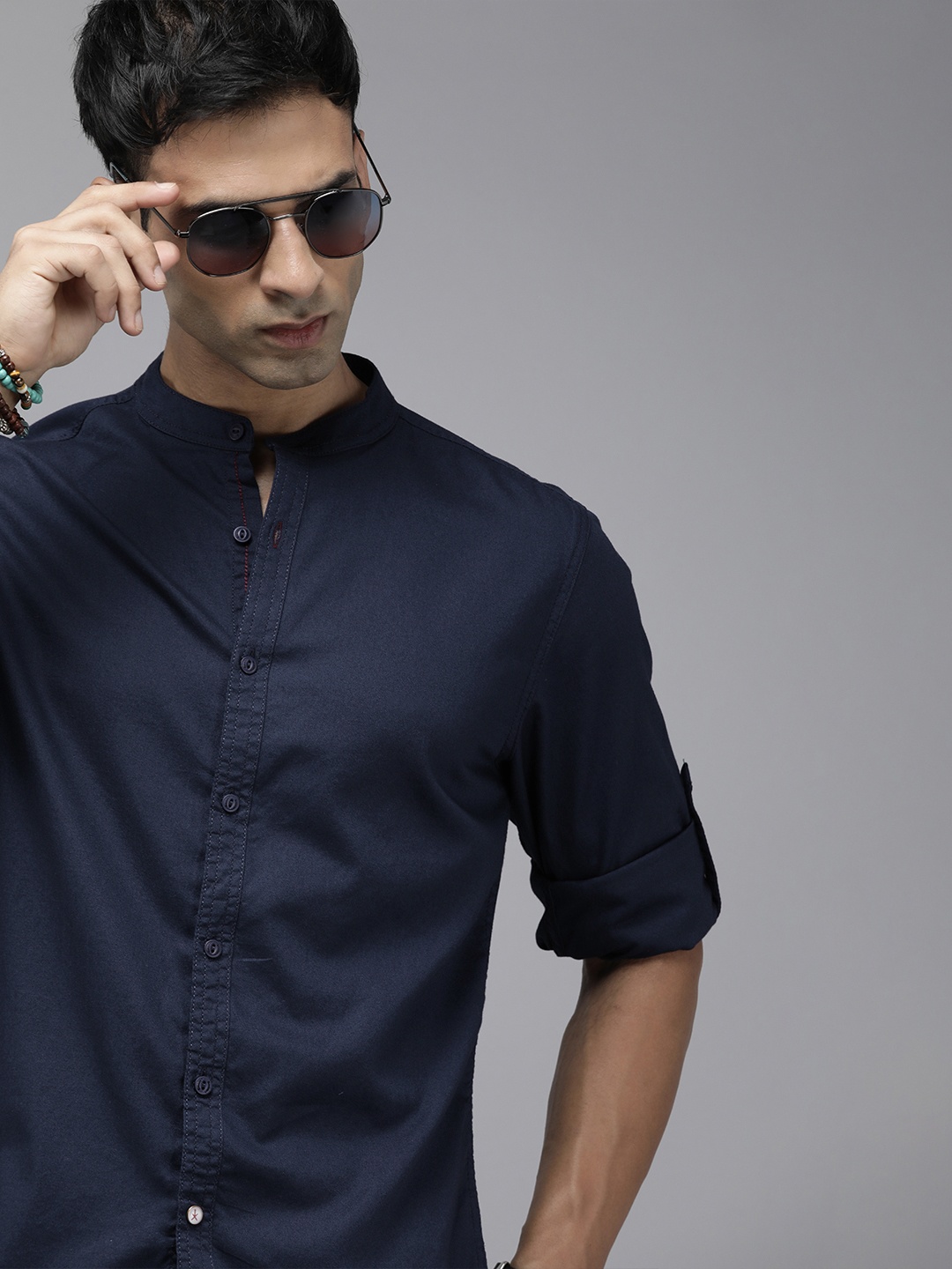 

The Roadster Lifestyle Co. Men Pure Cotton Casual Shirt, Navy blue