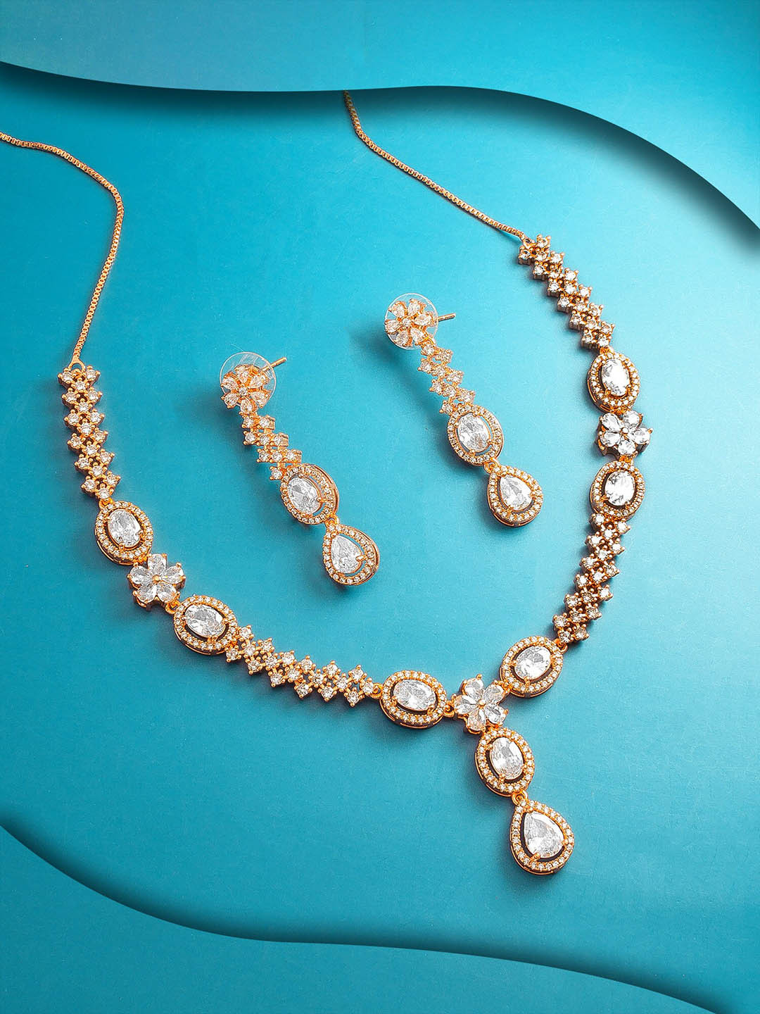

aadita AD Studded Jewellery Set, Rose gold
