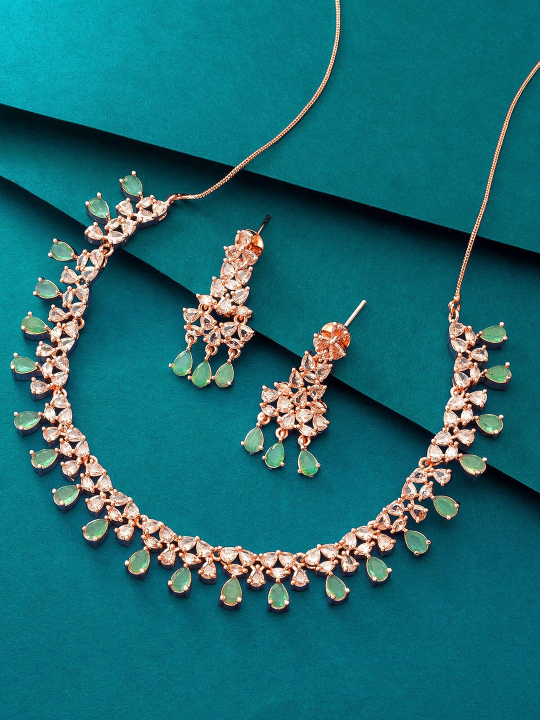 

aadita Rose Gold-Plated AD-Studded Jewellery Set
