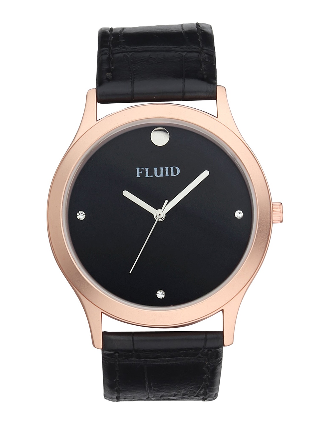 

FLUID Men Embellished Dial & Leather Straps Analogue Watch FL23-784G-BK01, Black