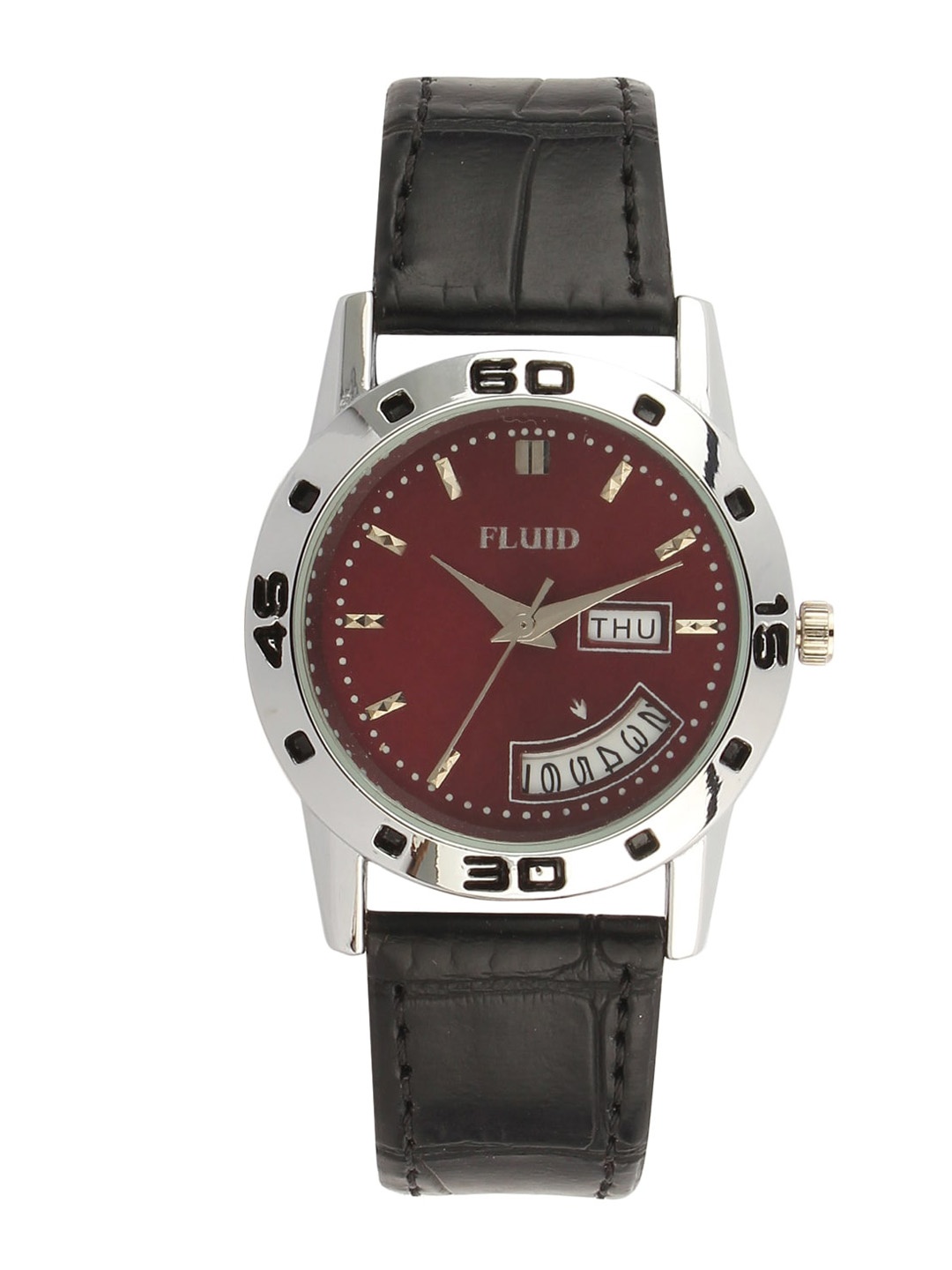 

FLUID Women Embellished Dial & Leather Textured Straps Analogue Watch FL23-774L-RD01, Red