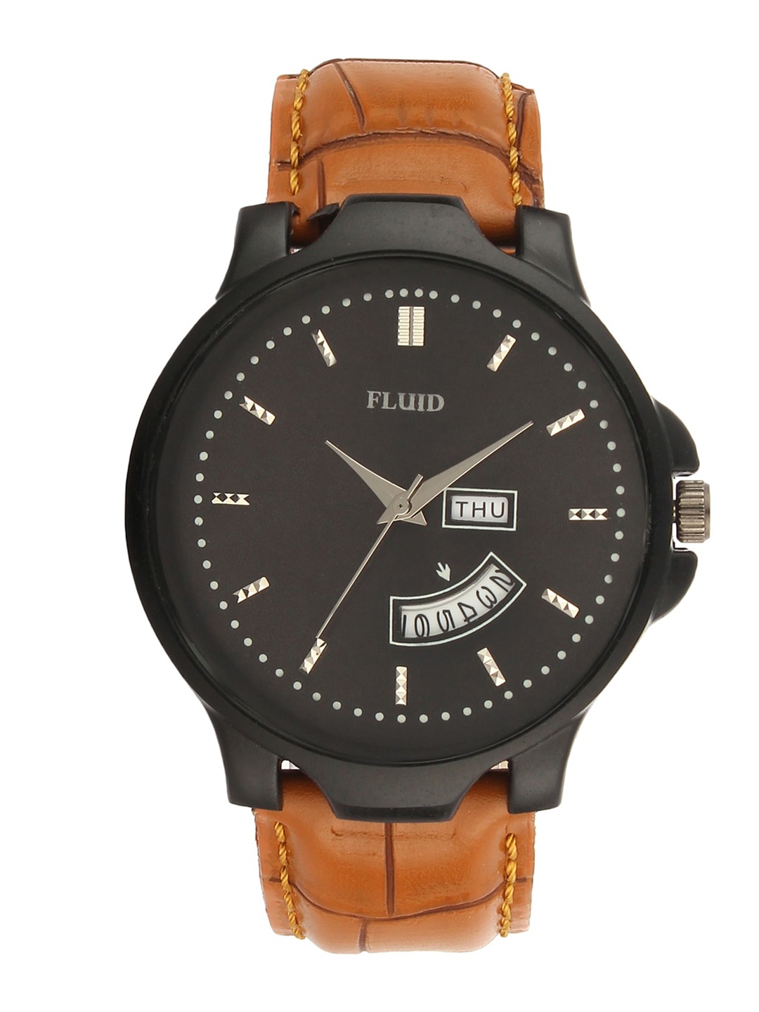 

FLUID Men Leather Straps Analogue Watch FL23-775G-BK01, Black