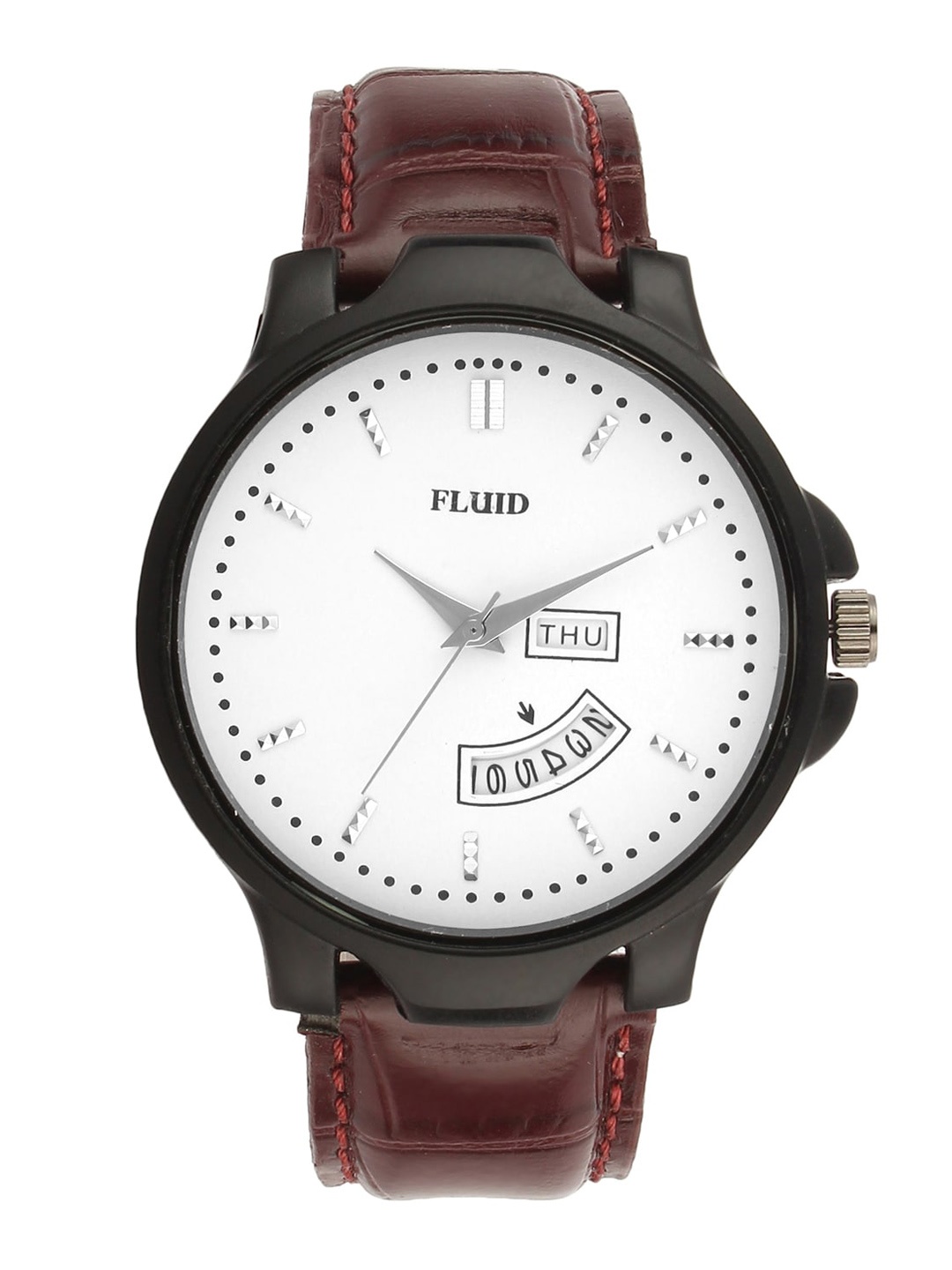 

FLUID Men Embellished Dial & Leather Straps Analogue Watch FL23-777G-WH01, White