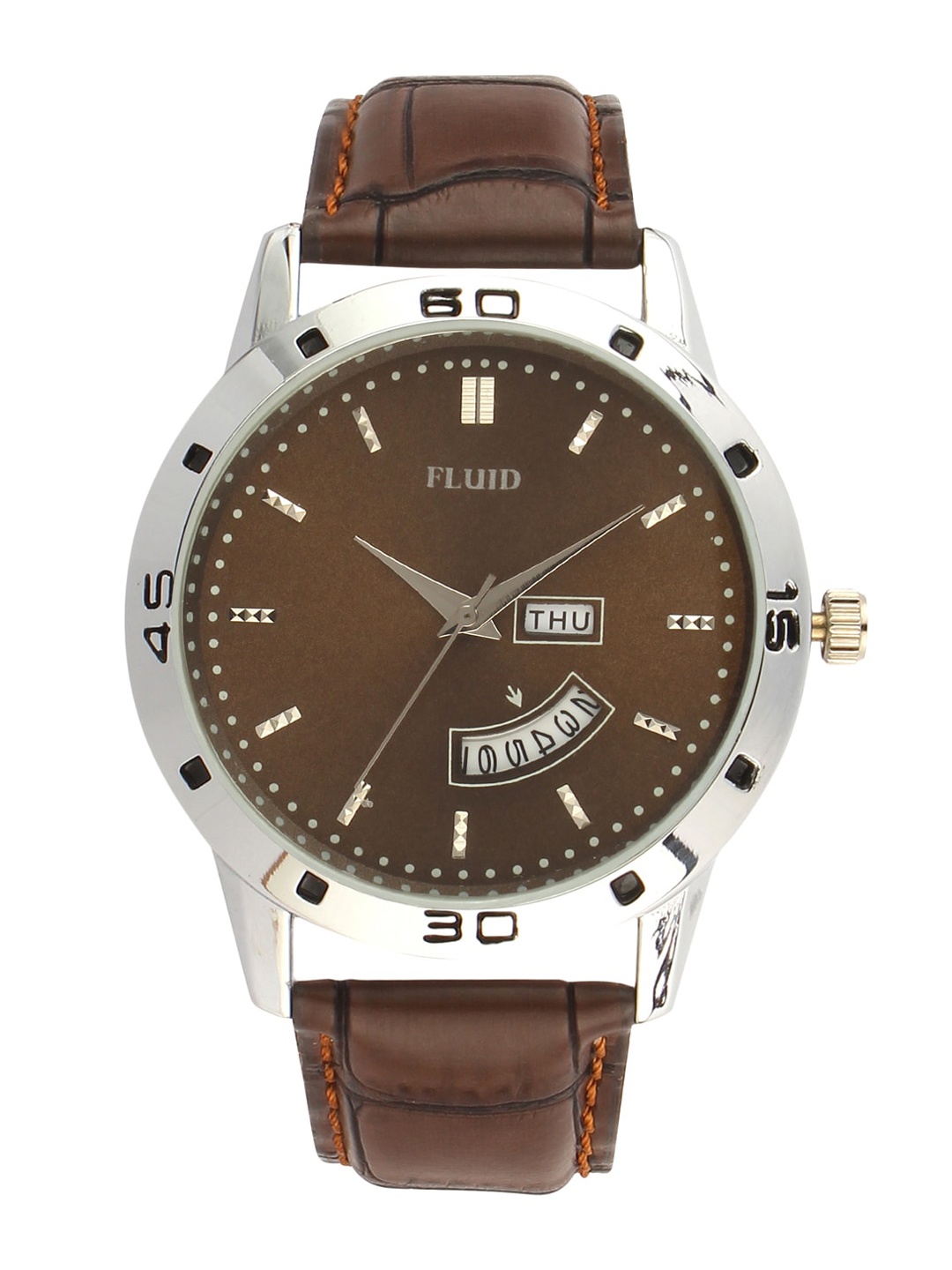 

FLUID Men Printed Dial & Leather Straps Analogue Watch FL23-779G-BR01, Brown