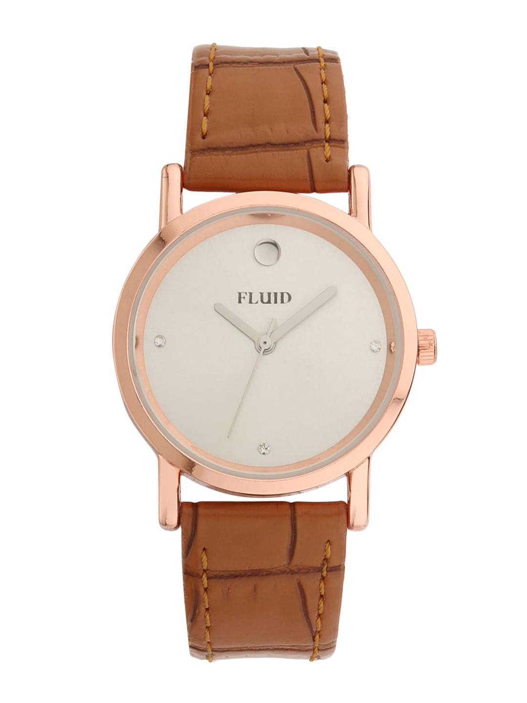 

FLUID Women Embellished Dial & Leather Textured Straps Analogue Watch FL23-800L-WH01, White