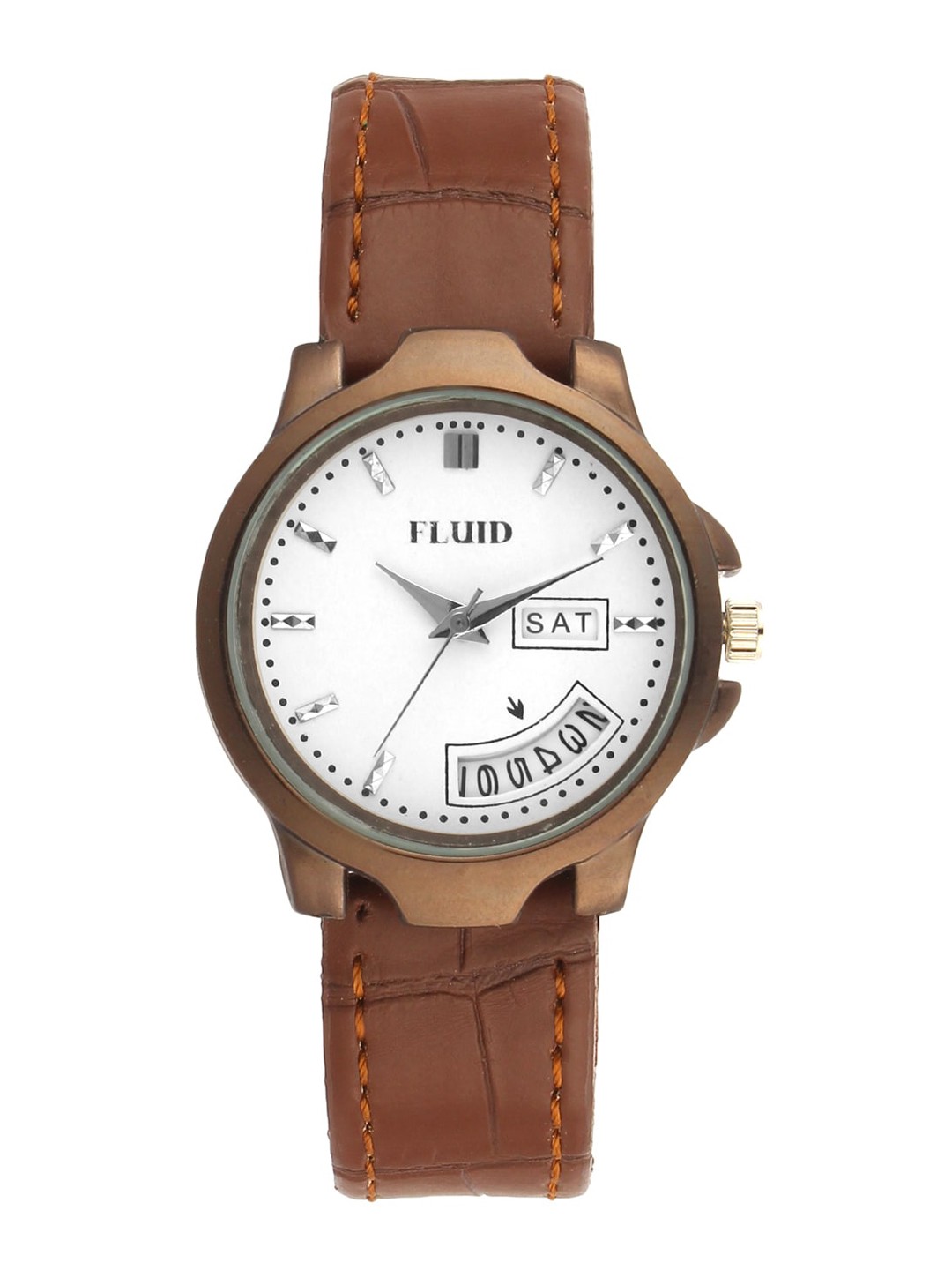

FLUID Women Embellished Dial & Leather Straps Analogue Watch FL23-780L-WH01, White