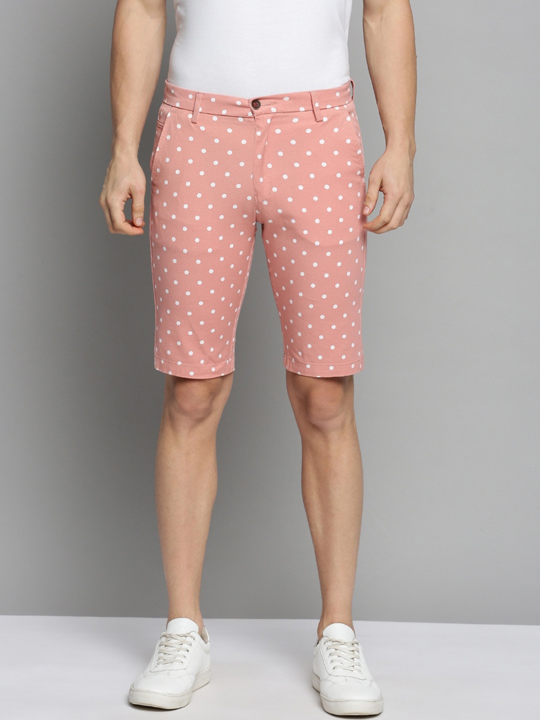 

SHOWOFF Men Printed Cotton Chino Shorts, Peach