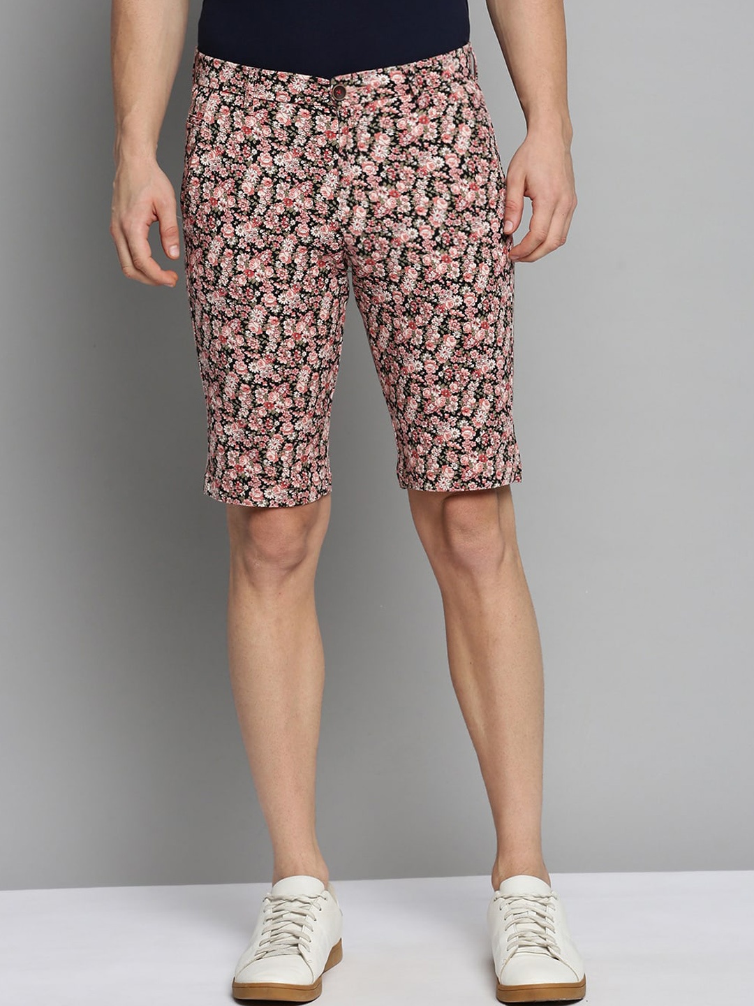 

SHOWOFF Men Printed Mid-Rise Cotton Regular Shorts, Peach