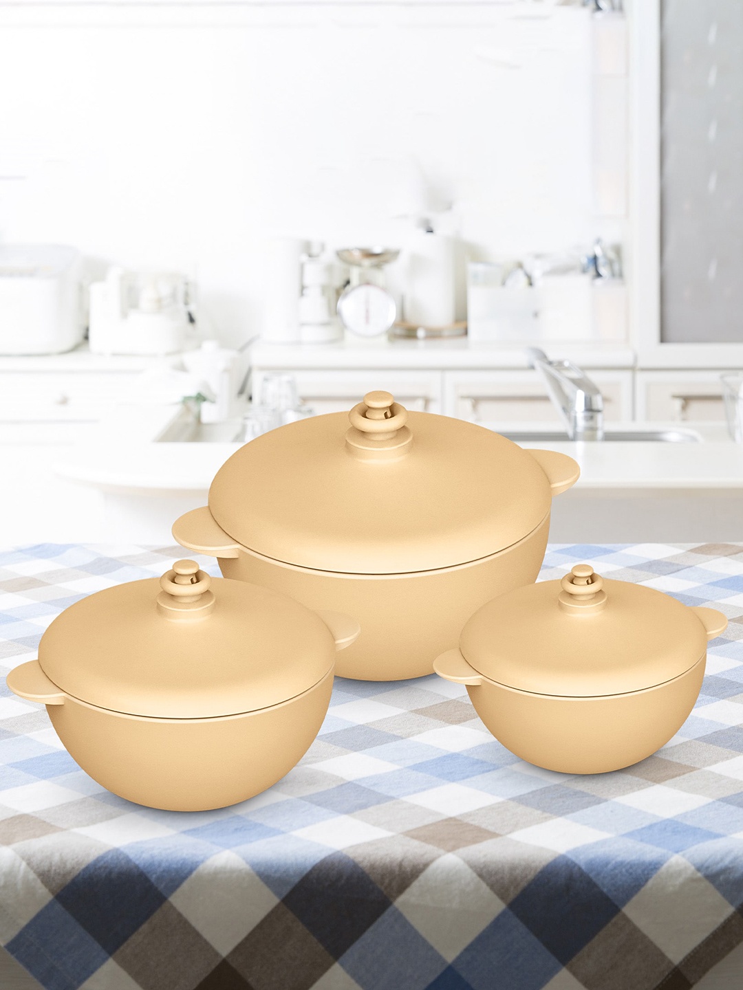 

Milton Micro Set of 3 Cream Plastic Casserole 500 ml 1 L & 1.5 L