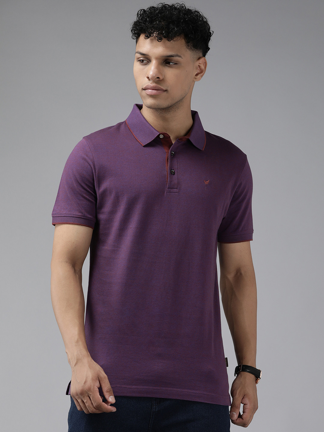 

Blackberrys Polo Collar Pure Cotton T-shirt, Purple