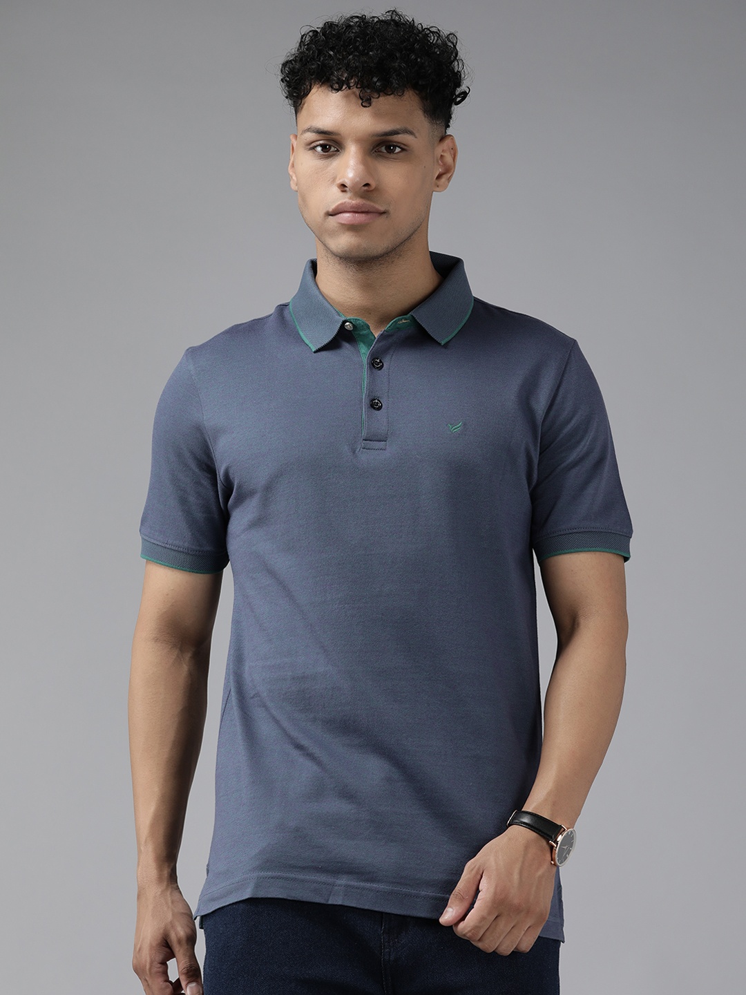 

Blackberrys Polo Collar Pure Cotton T-shirt, Blue