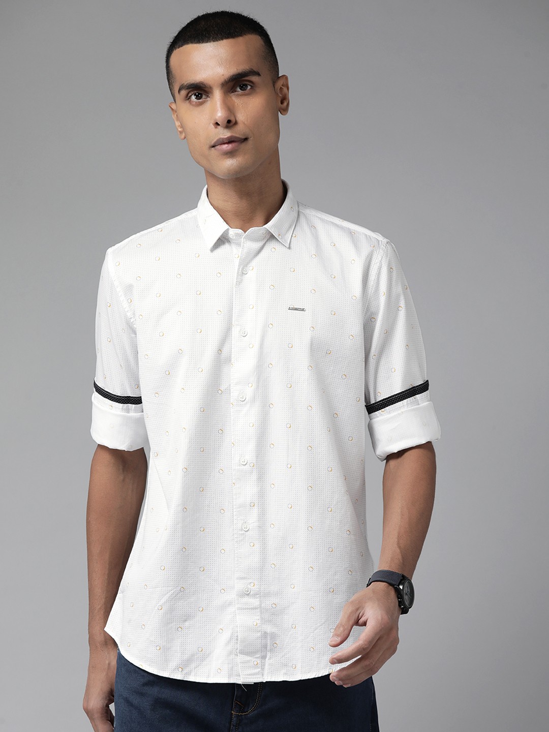 

Blackberrys Slim Fit Printed Casual Shirt, White