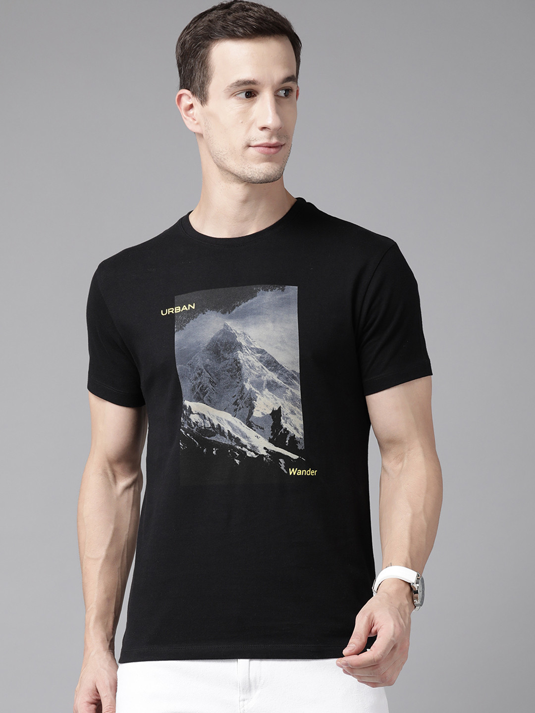 

Blackberrys Graphic Printed Pure Cotton Slim Fit T-shirt, Black