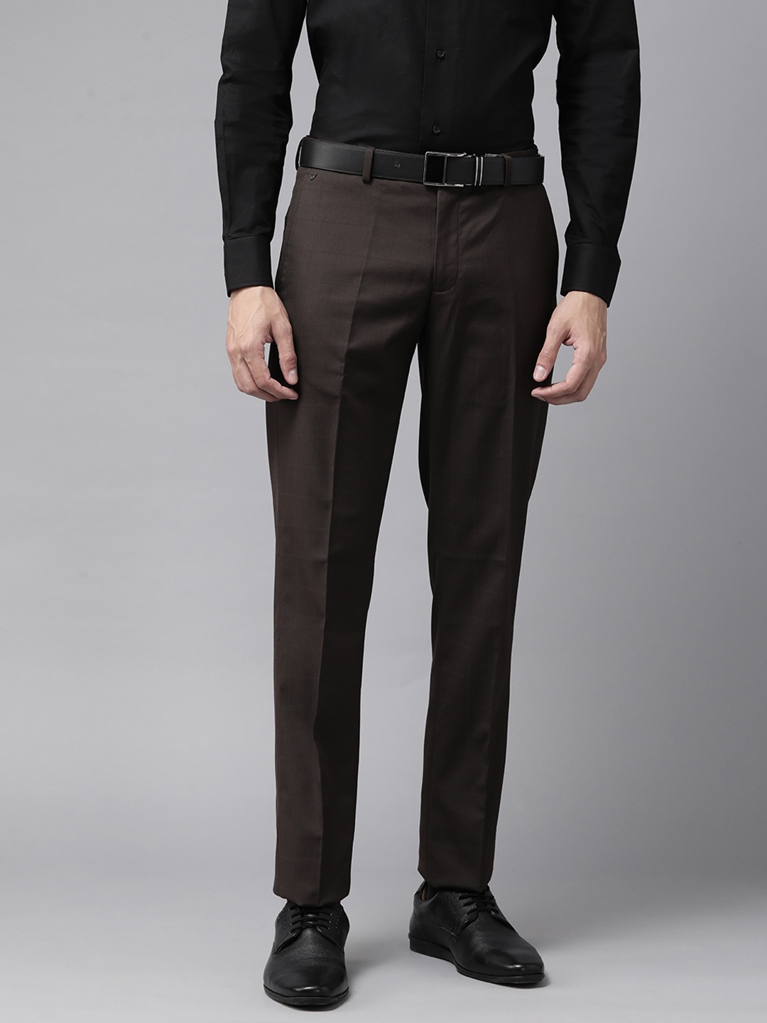 Blackberrys Men Slim Fit Formal Trousers, Brown