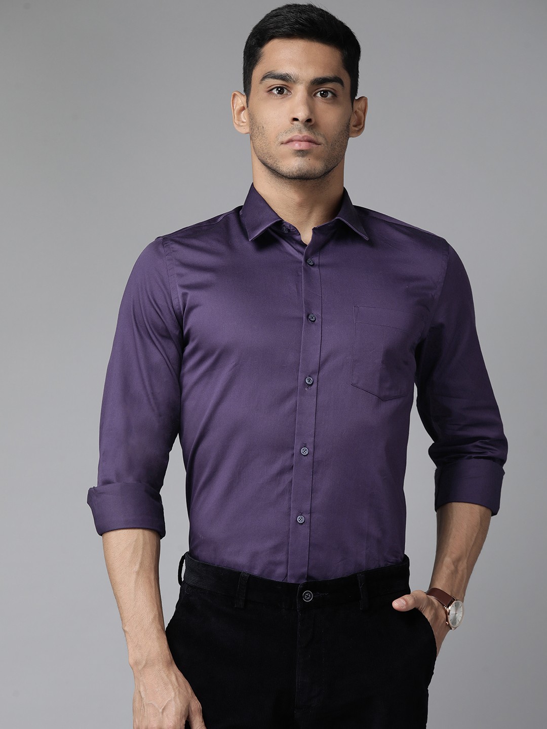 

Blackberrys Pure Cotton India Slim Fit Shirt, Purple